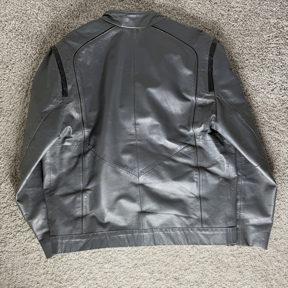 Vintage Genuine Leather Size 44 Men's Grey Jacker Coat Made in Brazil - Picture 4 of 11